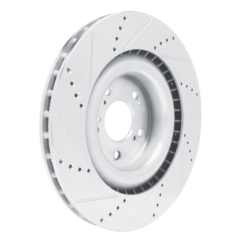 Acura TLX Brake Rotor (1) - Front Right - R1 Concepts - Drilled & Slotted - Silver - `21-`25
